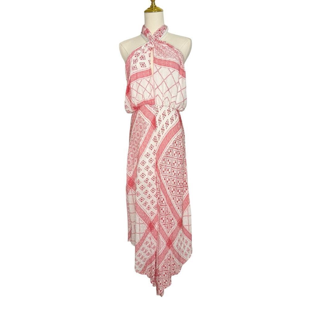 Hummingbird Women’s Large Halter Pink Bandana Handkerchief Jumpsuit Rayon